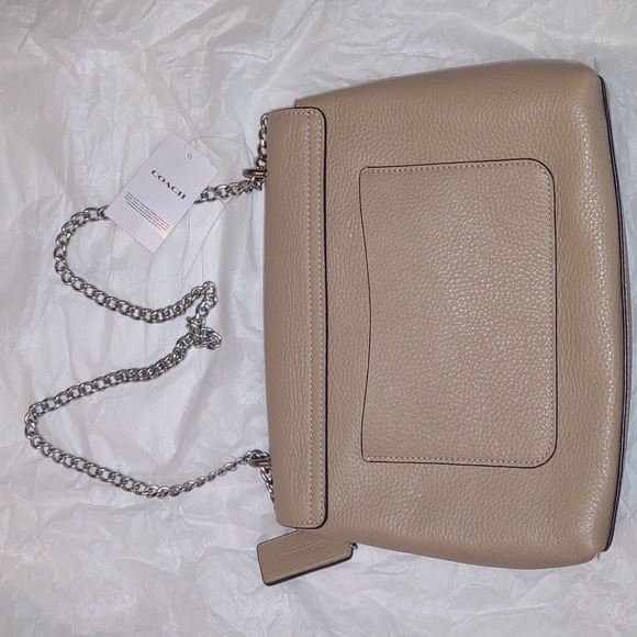 COACH Tammie Shoulder Bag with Floral Whipstitch in Taupe/Silver - Picture 11 of 12